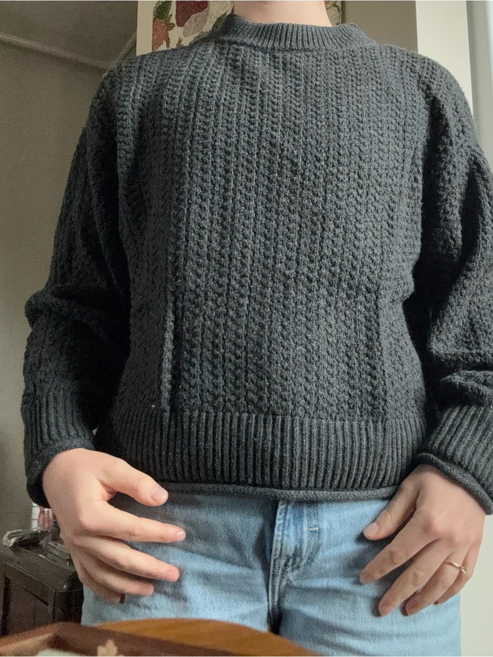 Universal Thread Charcoal Textured Crewneck Sweater